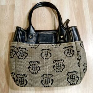 Tommy Hilfiger Purse Handbag‎ Tote Brown w/ Black Leather